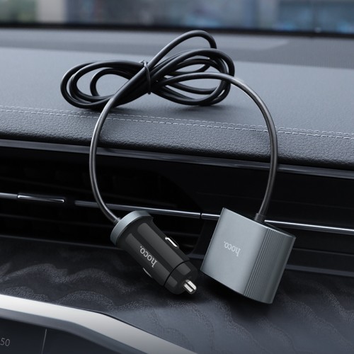 Адаптер автомобільний Hoco with LED Companheiro Front and Rear Seat Z35 |3USB/1Type-C,PD3.0/QC3.0, 3A| black