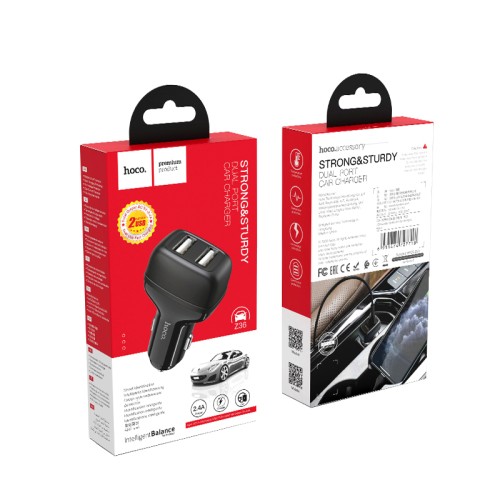 Адаптер автомобільний HOCO Leader Z36 |2USB, 2.4A| white