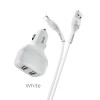 Адаптер автомобільний HOCO Lightning Cable Leader Z36 |2USB, 2.4A| white