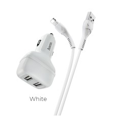 Адаптер автомобільний HOCO Lightning Cable Leader Z36 |2USB, 2.4A| white