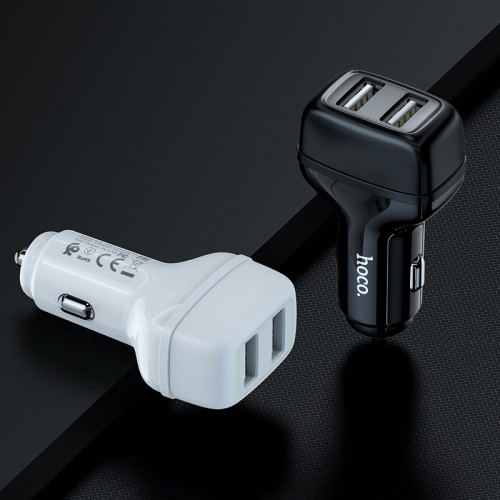 Адаптер автомобільний HOCO Lightning Cable Leader Z36 |2USB, 2.4A| white