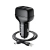 Адаптер автомобільний HOCO Micro USB Cable Leader Z36 |2USB, 2.4A| black