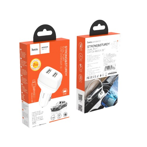 Адаптер автомобільний HOCO Micro USB Cable Leader Z36 |2USB, 2.4A| black