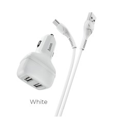 Адаптер автомобільний HOCO Type-C Cable Leader Z36 |2USB, 2.4A| white