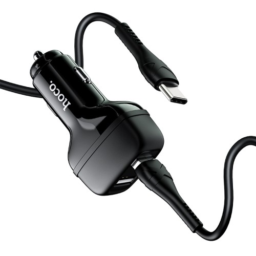 Адаптер автомобільний HOCO Type-C Cable Leader Z36 |2USB, 2.4A| white