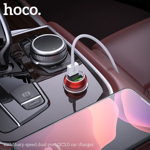 Адаптер автомобільний HOCO Sharp speed dual port car charger Z37 |2USB, QC3.0, 3A, 36W| black