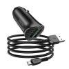 Адаптер автомобільний HOCO Micro USB cable Farsighted dual port QC3.0 car charger set Z39 |2USB, QC3.0, 3A/18W| blue