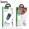 Адаптер автомобільний HOCO Micro USB cable Farsighted dual port QC3.0 car charger set Z39 |2USB, QC3.0, 3A/18W| blue