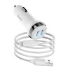 Адаптер автомобільний HOCO Micro USB Cable Superior dual port car charger set Z40 |2USB, 2.4A| white