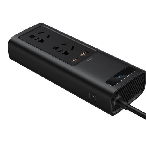 Автомобільний перетворювач напруги BASEUS In-car Inverter 150W (220V EU/CN) |2Sockets EU/CN 220V, 1USB/1Type-C, 0.4m| (CRNBQ-A01 black
