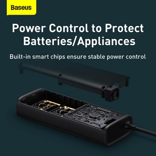 Автомобільний перетворювач напруги BASEUS In-car Inverter 150W (220V EU/CN) |2Sockets EU/CN 220V, 1USB/1Type-C, 0.4m| (CRNBQ-A01 black