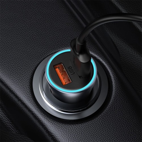 Адаптер автомобільний BASEUS Type-C cable Golden Contactor Pro Dual Quick Charger Car Charger |2USB, 5A/40W, QC| (TZCCJD-A0G) grey