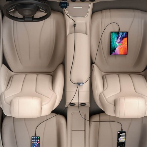 Адаптер автомобільний BASEUS Share Together PPS multi-port Fast charging car charger with cord |3USB/1Type-C, 3A/120W, QC/PD, 1.5m| (CCBT-B0G) grey