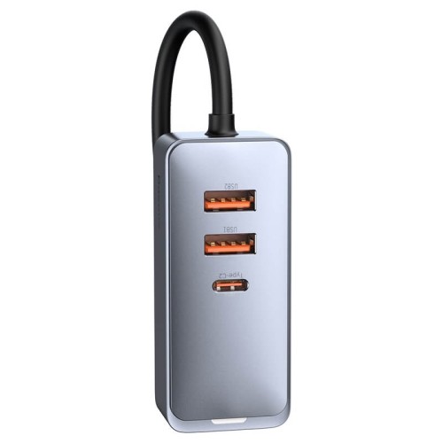Адаптер автомобільний BASEUS Share Together PPS multi-port Fast charging car charger with cord |2USB/2Type-C, 3A/120W, QC/PD, 1.5m| (CCBT-A0G) grey