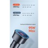 Адаптер автомобільний USAMS Dual Ports Digital Display Fast Car Charger US-CC146 C26 |1USB/1Type-C, 3A/95W, QC/PD| black