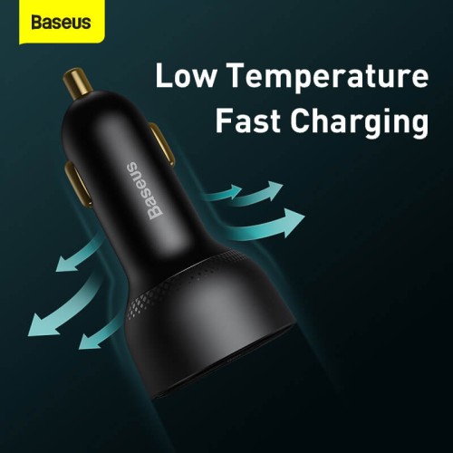 Адаптер автомобільний BASEUS Superme Digital Display PPS Dual Quick Charger Car Charger |1USB/1Type-C, 5A, 65+30w, QC/PD| (CCZX-01) black