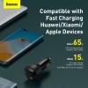 Адаптер автомобільний BASEUS Superme Digital Display PPS Dual Quick Charger Car Charger |1USB/1Type-C, 5A, 65+30w, QC/PD| (CCZX-01) black