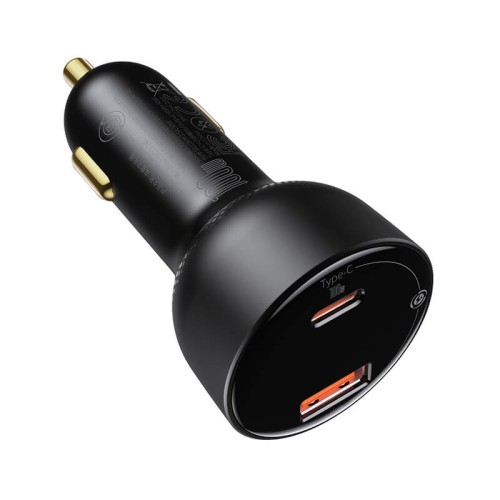 Адаптер автомобільний BASEUS Superme Digital Display PPS Dual Quick Charger Car Charger |1USB/1Type-C, 5A, 65+30w, QC/PD| (CCZX-01) black