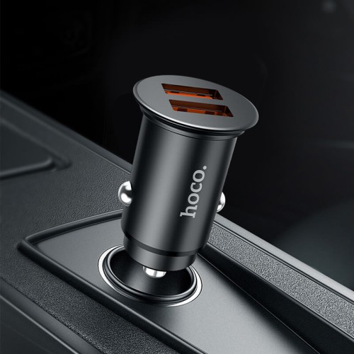 Адаптер автомобільний HOCO Micro USB Cable  Developer dual port car charger set NZ1 |2USB, 3A, 36W, QC| black