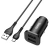 Адаптер автомобільний HOCO Micro USB Cable Wise road dual port car charger set NZ4 |2USB, 4.8A| black