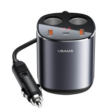 Адаптер автомобільний USAMS Dual Cigarette Lighters Digital Fast Car Charger C28 US-CC151 |2USB/1Type-C, 245W/6A, PD/QC| black