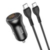 Адаптер автомобільний HOCO Type-C to Type-C Cable Smooth road car charger NZ5 |1USB/1Type-C, 30W/3A, PD/QC| black