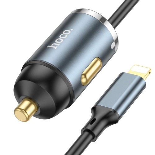 Адаптер автомобільний Hoco Lightning Cable Car charger NZ7 |1USB, 20W/3A, PD/QC| grey