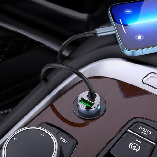 Адаптер автомобільний Hoco Lightning Cable Car charger NZ7 |1USB, 20W/3A, PD/QC| grey
