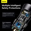 Адаптер автомобільний Baseus Golden Contactor Max Dual Fast Charger Car Charger |1USB/1Type-C, QC/PD, 60W/3A| grey