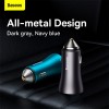 Адаптер автомобільний Baseus Golden Contactor Max Dual Fast Charger Car Charger |1USB/1Type-C, QC/PD, 60W/3A| grey