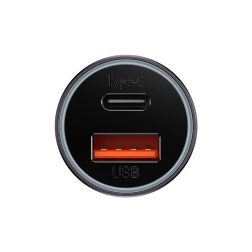 Адаптер автомобільний Baseus Golden Contactor Max Dual Fast Charger Car Charger |1USB/1Type-C, QC/PD, 60W/3A| grey