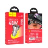 Адаптер автомобільний HOCO Leader dual-port car charger with digital display Z50 |1USB/1Type-C, 48W/3A, PD/QC| metal-grey