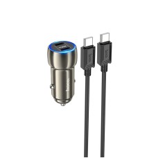 Адаптер автомобільний HOCO Type-C to Type-C Cable Tough dual port car charger Z48 |2Type-C, 40W/3A, PD/QC| grey