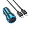 Адаптер автомобільний HOCO Type-C to Type-C Cable Tough dual port car charger Z48 |2Type-C, 40W/3A, PD/QC| grey