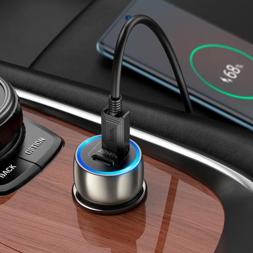 Адаптер автомобільний HOCO Type-C to Type-C Cable Tough dual port car charger Z48 |2Type-C, 40W/3A, PD/QC| Sapphire-blue
