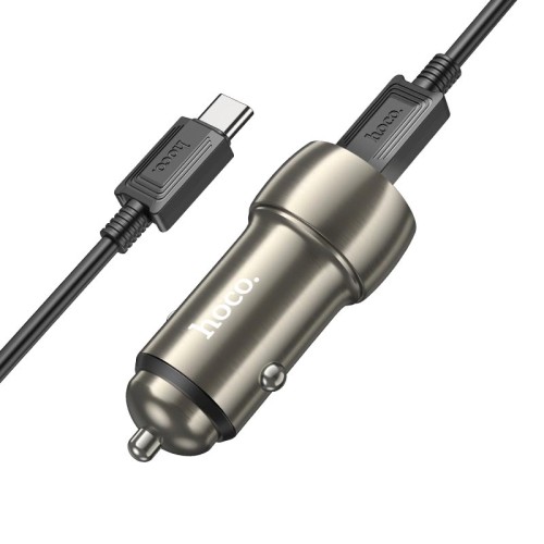 Адаптер автомобільний HOCO Type-C to Type-C Cable Tough dual port car charger Z48 |2Type-C, 40W/3A, PD/QC| Sapphire-blue