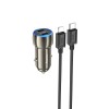 Адаптер автомобільний HOCO Type-C to Lightning Cable Tough dual port car charger Z48 |2Type-C, 40W/3A, PD/QC| Sapphire-blue