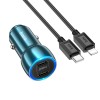 Адаптер автомобільний HOCO Type-C to Lightning Cable Tough dual port car charger Z48 |2Type-C, 40W/3A, PD/QC| Sapphire-blue