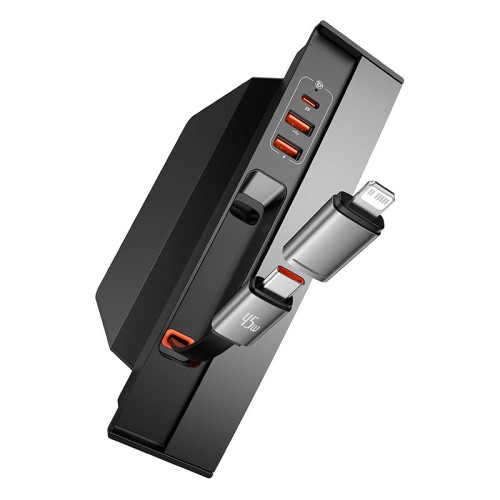 Baseus T-Space Series HUB for Tesla Cars With a retractable 45W type-C cable |2USB/2Type-C| black