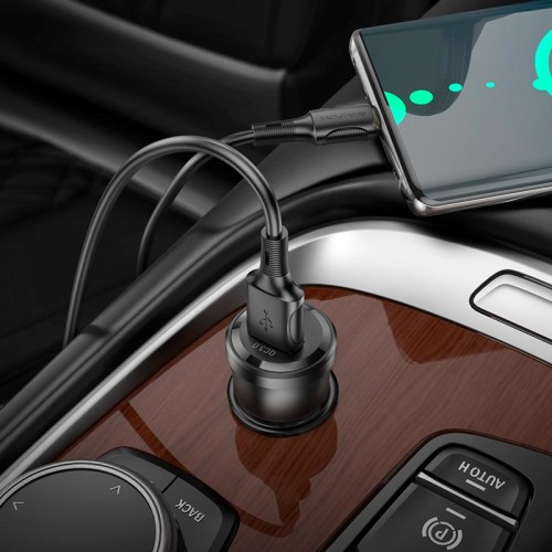 Адаптер автомобільний Borofone Noble single-port car charger BZ23 |1USB, 18W/3A, QC3.0| transparent-black