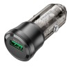 Адаптер автомобільний Borofone Noble single-port car charger BZ23 |1USB, 18W/3A, QC3.0| transparent-black