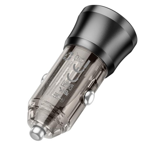 Адаптер автомобільний Borofone Noble single-port car charger BZ23 |1USB, 18W/3A, QC3.0| transparent-black