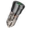 Адаптер автомобільний Borofone Noble single-port car charger BZ23 |1USB, 18W/3A, QC3.0| transparent-black