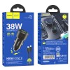 Адаптер автомобільний HOCO Type-C to Lightnig Cable Spacious car charger set Z52 |1USB/1Type-C, 38W/3A, PD/QC| transparent-purple