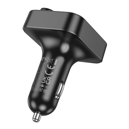 Адаптер автомобільний HOCO Tiger car BT FM transmitter E85 |2USB/1Type-C, 20W/3A, PD/QC| black