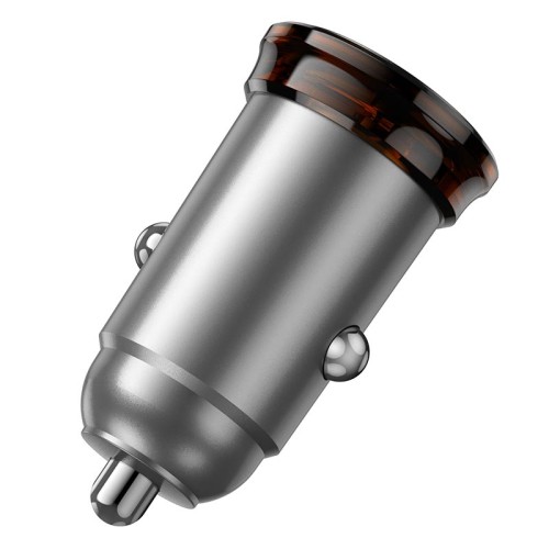 Адаптер автомобільний HOCO Rigorous dual port car charger NZ16A |1USB/1Type-C, 43W/3A, PD25W/QC| metal-grey