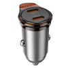 Адаптер автомобільний HOCO Rigorous port car charger NZ16B |2Type-C, 45W/3A, PD25W/QC| metal-grey