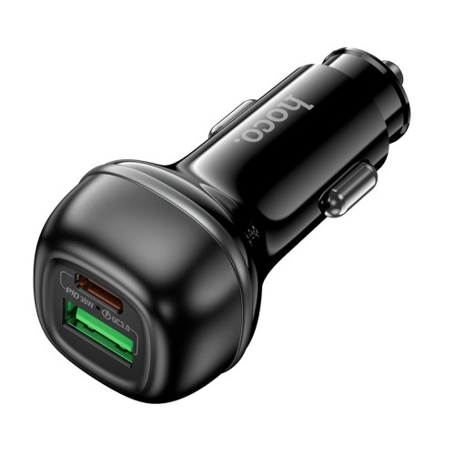 Адаптер автомобільний HOCO Rank dual port car charger Z58A |1USB/1Type-C, 48W/3A, PD30W/QC| black