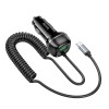 Адаптер автомобільний HOCO Rank car charger Z58B (Type-C cable set) |1Type-C, 48W/3A, PD30W/QC| black