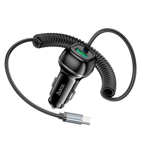 Адаптер автомобільний HOCO Rank car charger Z58B (Type-C cable set) |1Type-C, 48W/3A, PD30W/QC| black